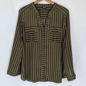 A.n.a Petite Striped long sleeve Blouse, sz: PL